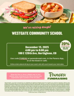 Panera Bread Fundraiser for Westgate Flyer